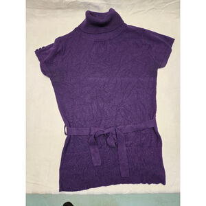 Women's Dots Purple Turtleneck Sweater S